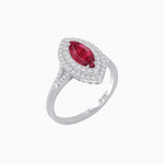 Load image into Gallery viewer, Marquise Cut Ring with Double Diamond Halo and Diamond-Accented Shoulders - Shahin Jewelry