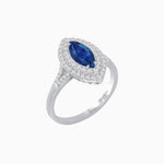 Load image into Gallery viewer, Marquise Cut Ring with Double Diamond Halo and Diamond-Accented Shoulders - Shahin Jewelry