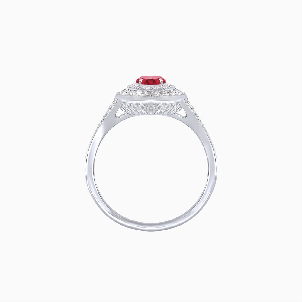 Marquise Diamond Double Halo Ring with Baguette Frame - Shahin Jewelry