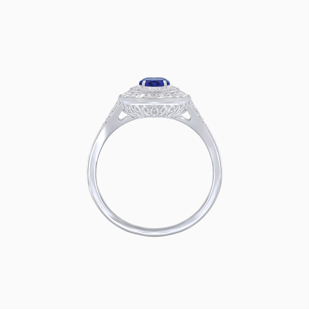 Marquise Diamond Double Halo Ring with Baguette Frame - Shahin Jewelry