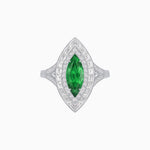 Load image into Gallery viewer, Marquise Diamond Double Halo Ring with Baguette Frame - Shahin Jewelry