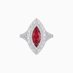 Load image into Gallery viewer, Marquise Diamond Double Halo Ring with Baguette Frame - Shahin Jewelry