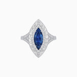 Load image into Gallery viewer, Marquise Diamond Double Halo Ring with Baguette Frame - Shahin Jewelry