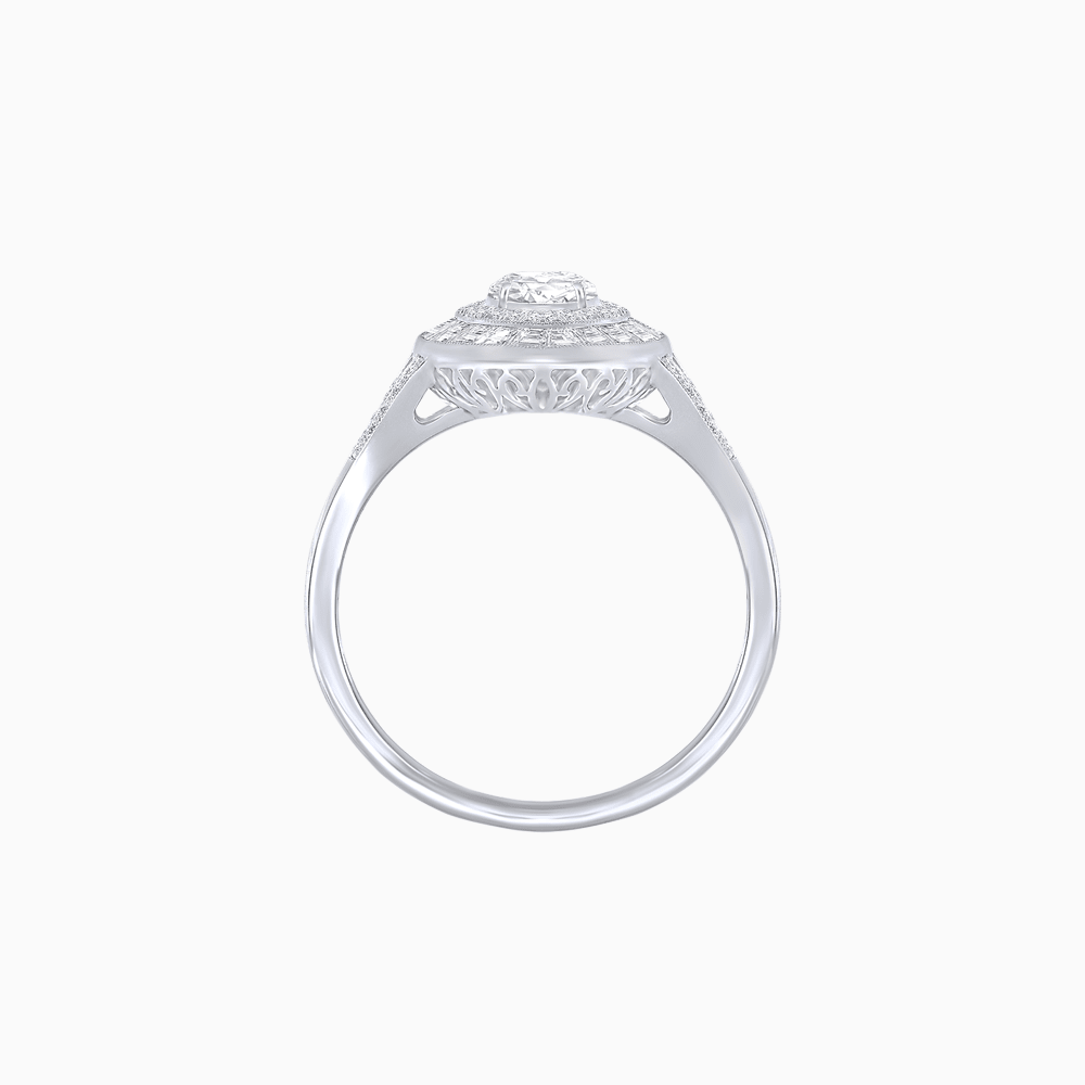 Marquise Diamond Double Halo Ring with Baguette Frame - Shahin Jewelry