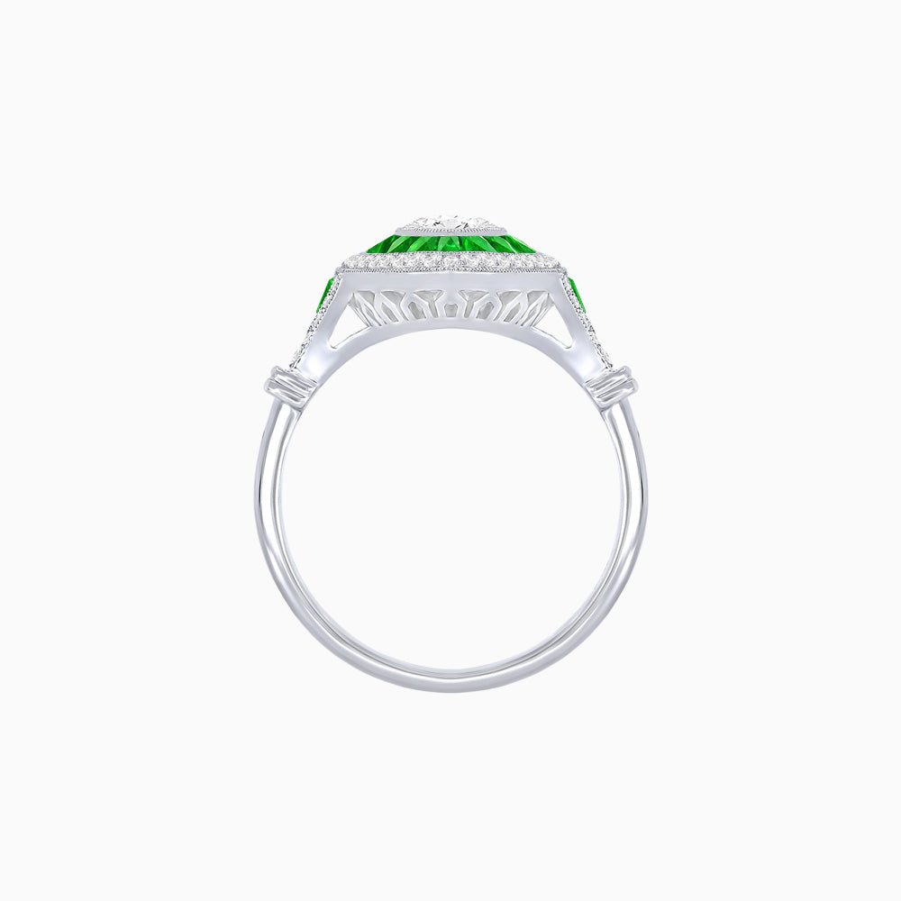 Marquise Halo Vintage - Inspired Mounting Ring with Diamond & Gemstones - Shahin Jewelry