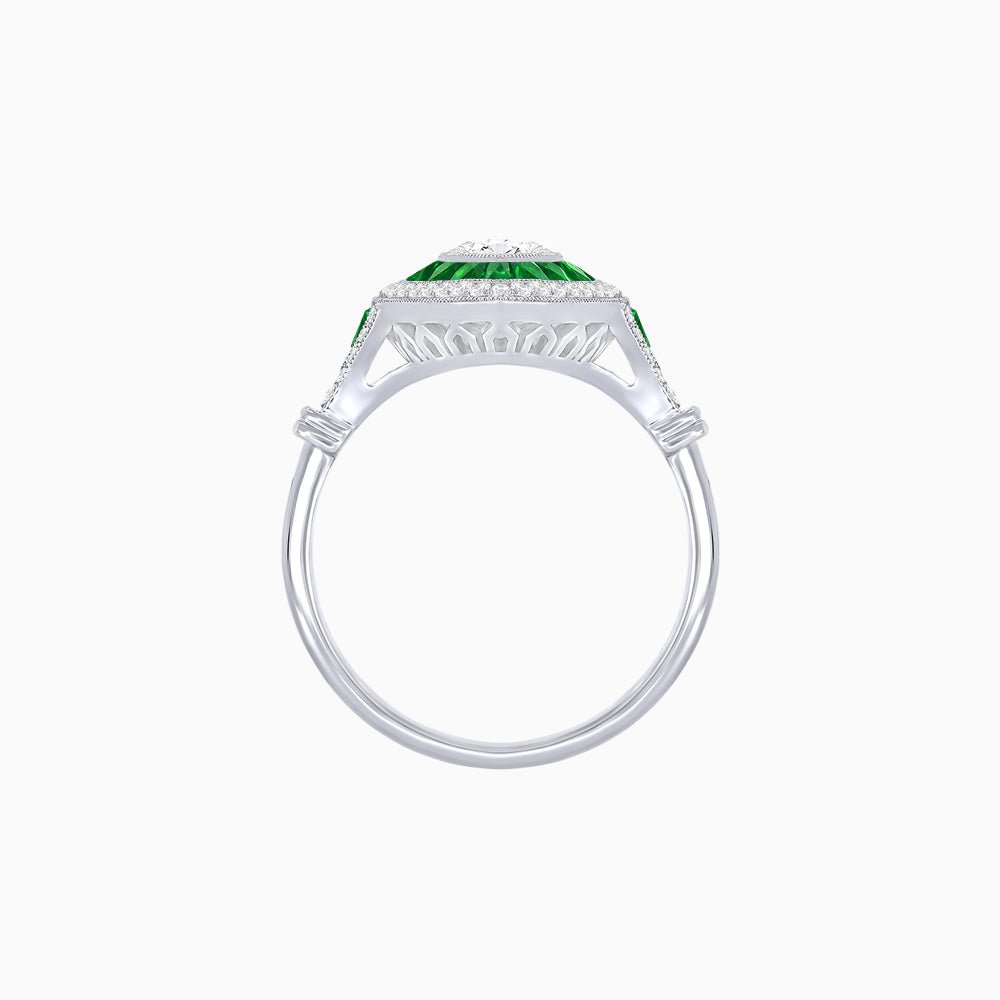 Marquise Halo Vintage - Inspired Mounting Ring with Diamond & Gemstones - Shahin Jewelry