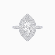Marquise - Inspired Double Halo Diamond Engagement Ring Mounting - Shahin Jewelry