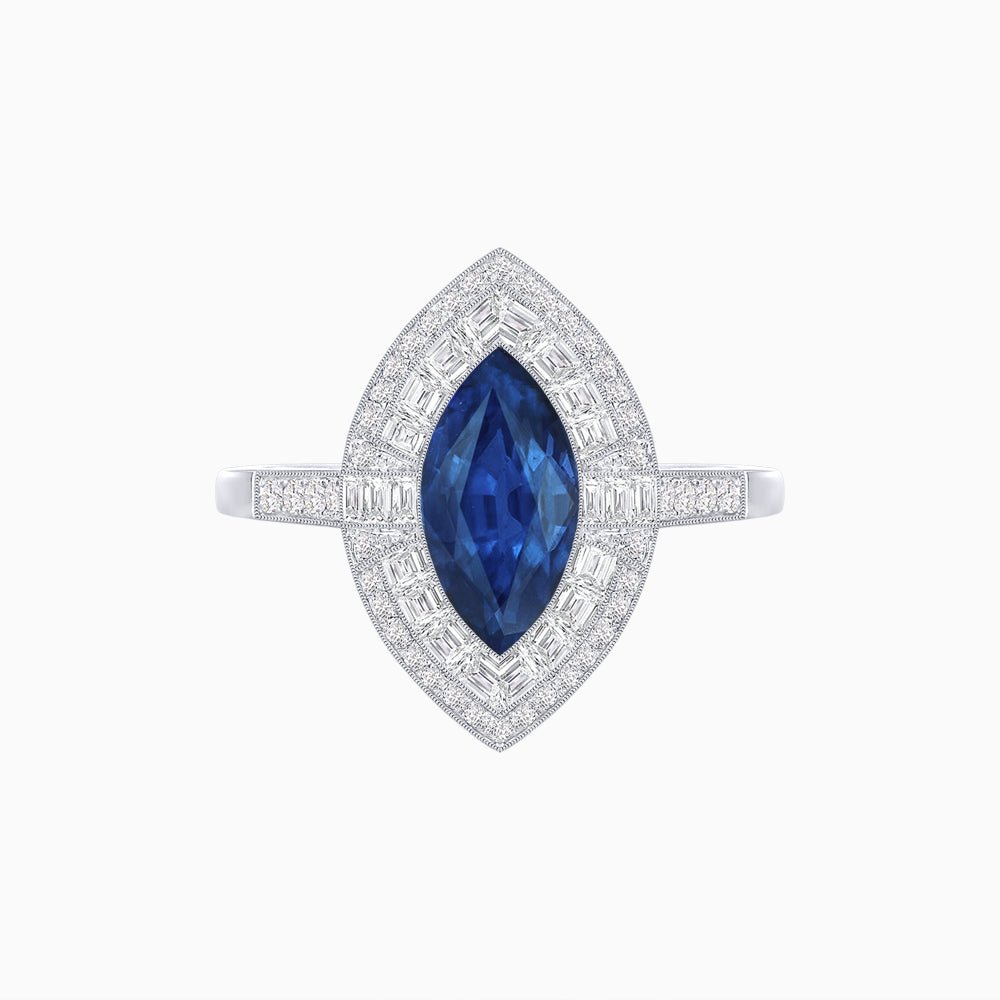 Marquise - Inspired Double Halo Diamond Engagement Ring Mounting - Shahin Jewelry