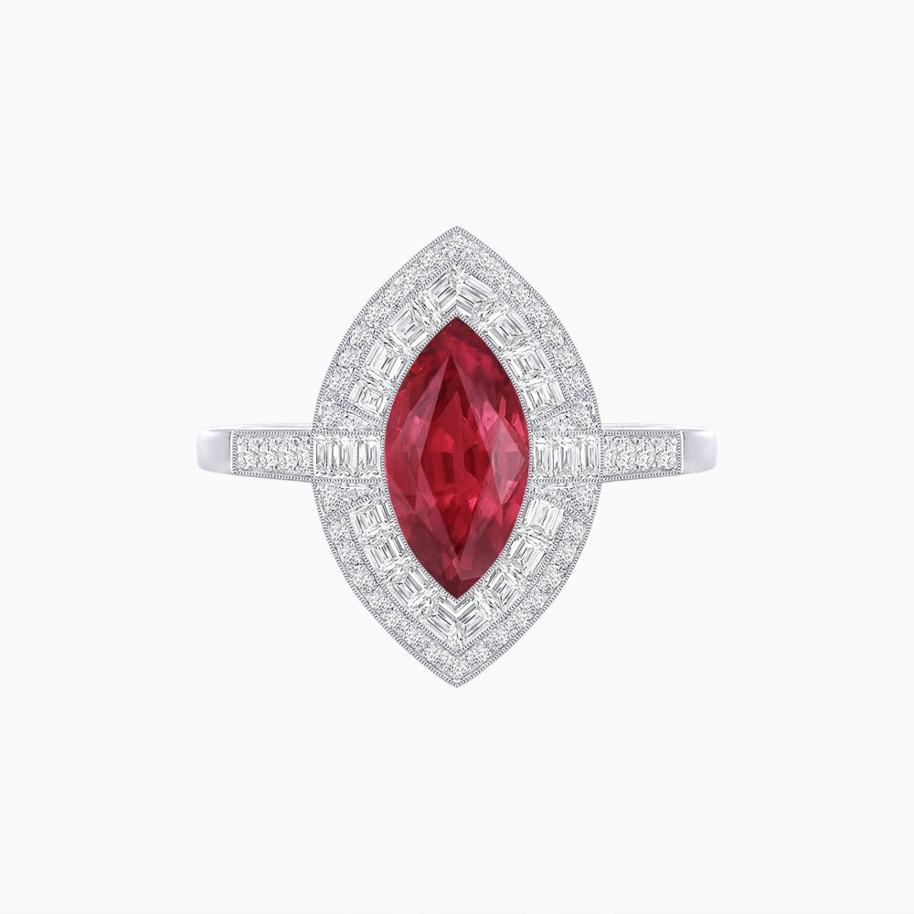 Marquise - Inspired Double Halo Diamond Engagement Ring Mounting - Shahin Jewelry