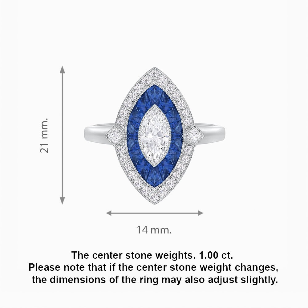 Marquise Shape Art Deco Style Diamond Ring - Shahin Jewelry