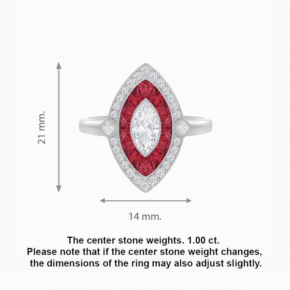 Marquise Shape Art Deco Style Diamond Ring - Shahin Jewelry