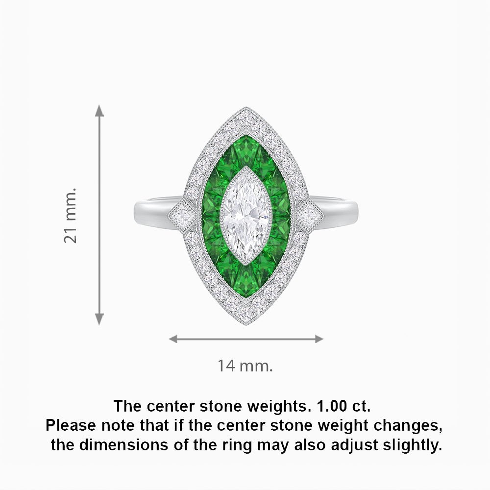 Marquise Shape Art Deco Style Diamond Ring - Shahin Jewelry