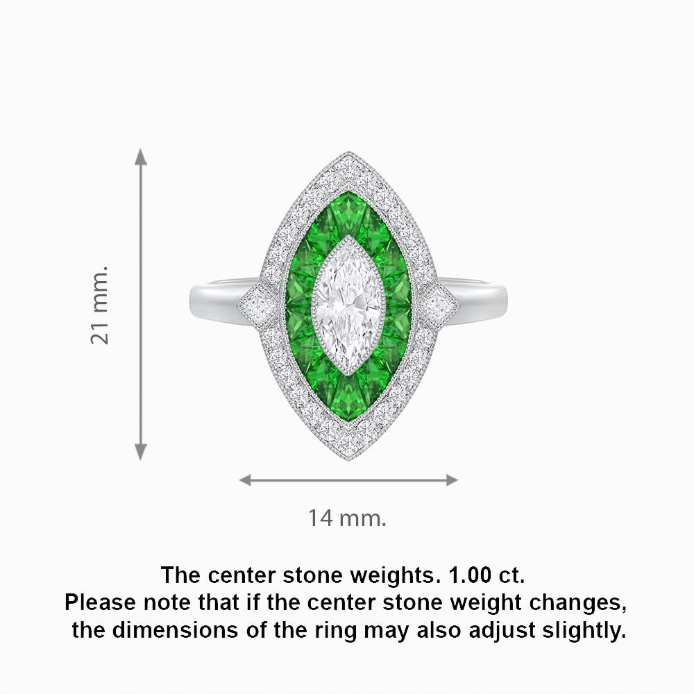 Marquise Shape Art Deco Style Diamond Ring - Shahin Jewelry