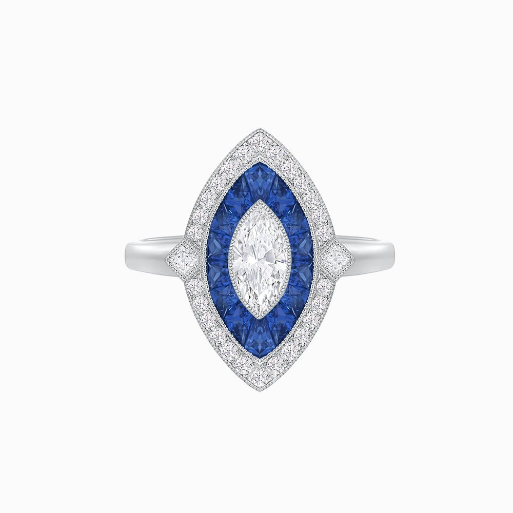 Marquise Shape Art Deco Style Diamond Ring - Shahin Jewelry