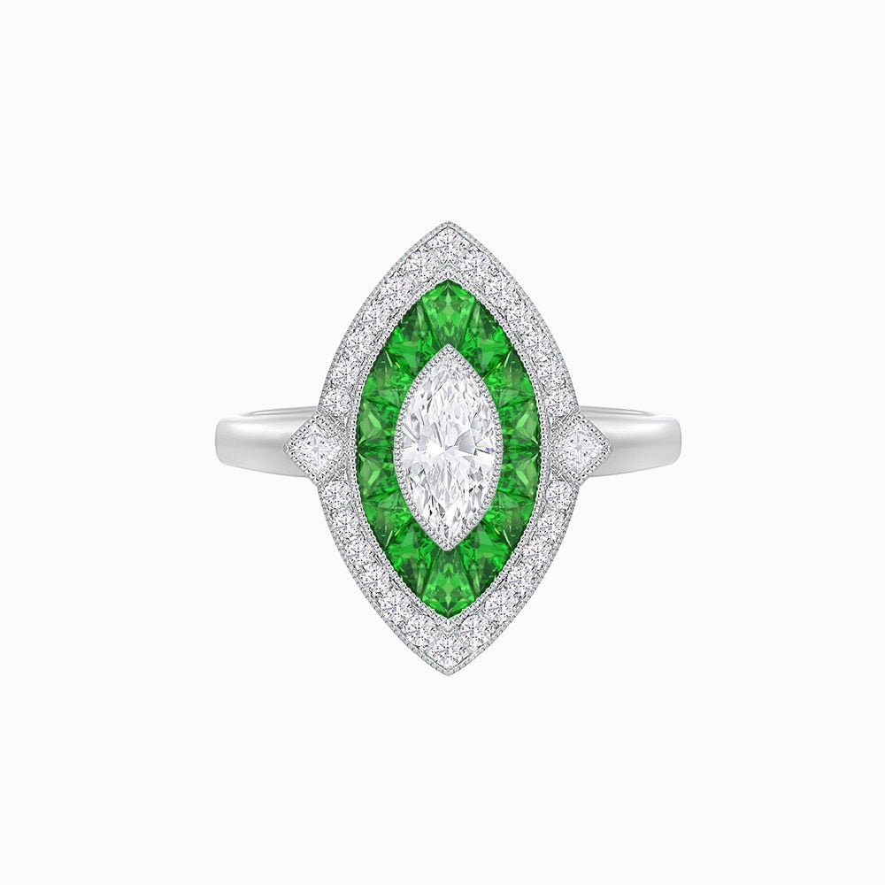 Marquise Shape Art Deco Style Diamond Ring - Shahin Jewelry