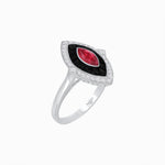 Load image into Gallery viewer, Marquise Shape Art Deco Style Diamond Ring with Ruby and Onyx - Shahin Jewelry
