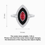 Load image into Gallery viewer, Marquise Shape Art Deco Style Diamond Ring with Ruby and Onyx - Shahin Jewelry
