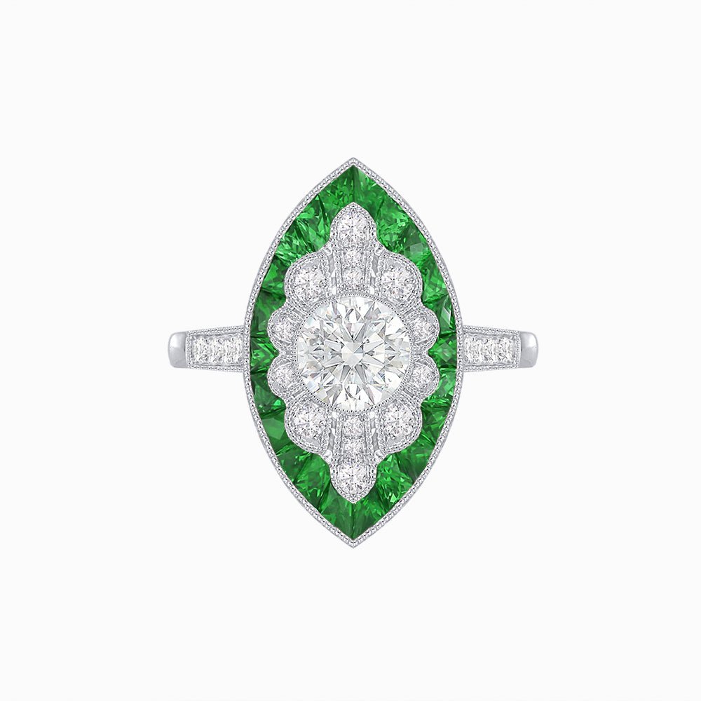 Marquise Shaped Antique Inspired Filigree Ring - Shahin Jewelry