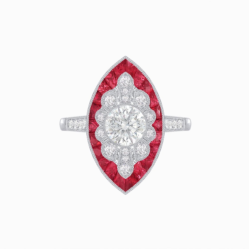 Marquise Shaped Antique Inspired Filigree Ring - Shahin Jewelry