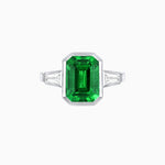 Load image into Gallery viewer, Modern Art Deco Inspired Emerald-Cut Bezel Engagement Ring with Tapered Baguette Side Stones - Shahin Jewelry