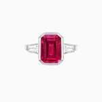 Load image into Gallery viewer, Modern Art Deco Inspired Emerald-Cut Bezel Engagement Ring with Tapered Baguette Side Stones - Shahin Jewelry