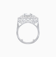 One-of-a-Kind Art Deco Inspired Emerald Cut Double Halo Ring - Shahin Jewelry