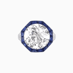 Load image into Gallery viewer, One-of-a-Kind Art Deco Style Round Cut Ring with French-Cut Gemstone Halo - Shahin Jewelry