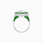 Load image into Gallery viewer, One-of-a-Kind Art Deco Style Round Cut Ring with French-Cut Gemstone Halo - Shahin Jewelry