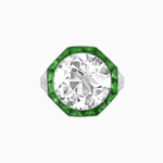 Load image into Gallery viewer, One-of-a-Kind Art Deco Style Round Cut Ring with French-Cut Gemstone Halo - Shahin Jewelry