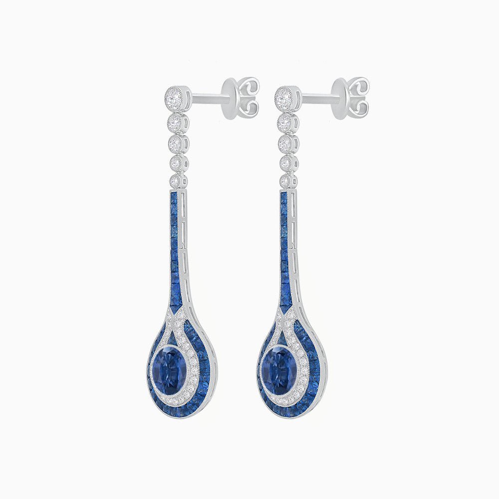 Ottoman Style Tulip Earrings Mounting with Diamond and Gemstone - Shahin Jewelry