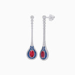 Load image into Gallery viewer, Ottoman Style Tulip Earrings Oval Mounting with Diamond and Gemstone - Shahin Jewelry
