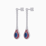 Load image into Gallery viewer, Ottoman Style Tulip Earrings Oval Mounting with Diamond and Gemstone - Shahin Jewelry
