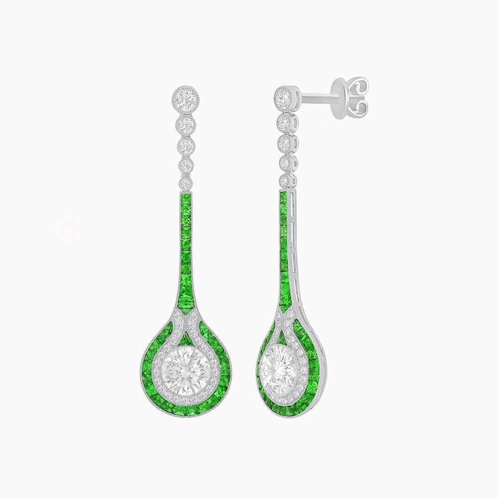 Ottoman Style Tulips Earrings with Diamond - Shahin Jewelry