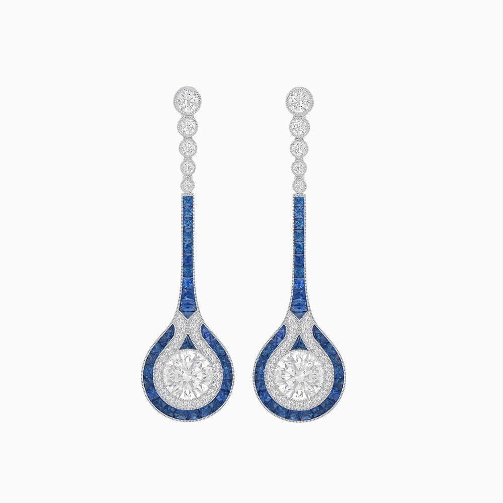 Ottoman Style Tulips Earrings with Diamond - Shahin Jewelry