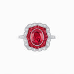 Load image into Gallery viewer, Oval-Cut Art Deco Floral Radiance Ring with Diamond and Gemstone - Shahin Jewelry