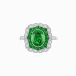 Load image into Gallery viewer, Oval-Cut Art Deco Floral Radiance Ring with Diamond and Gemstone - Shahin Jewelry