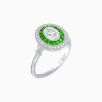 Load image into Gallery viewer, Oval Cut Center Stone Double Halo Ring Mounting with French Cut Gemstone Accents - Shahin Jewelry