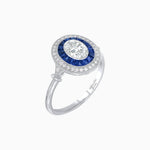 Load image into Gallery viewer, Oval Cut Center Stone Double Halo Ring Mounting with French Cut Gemstone Accents - Shahin Jewelry