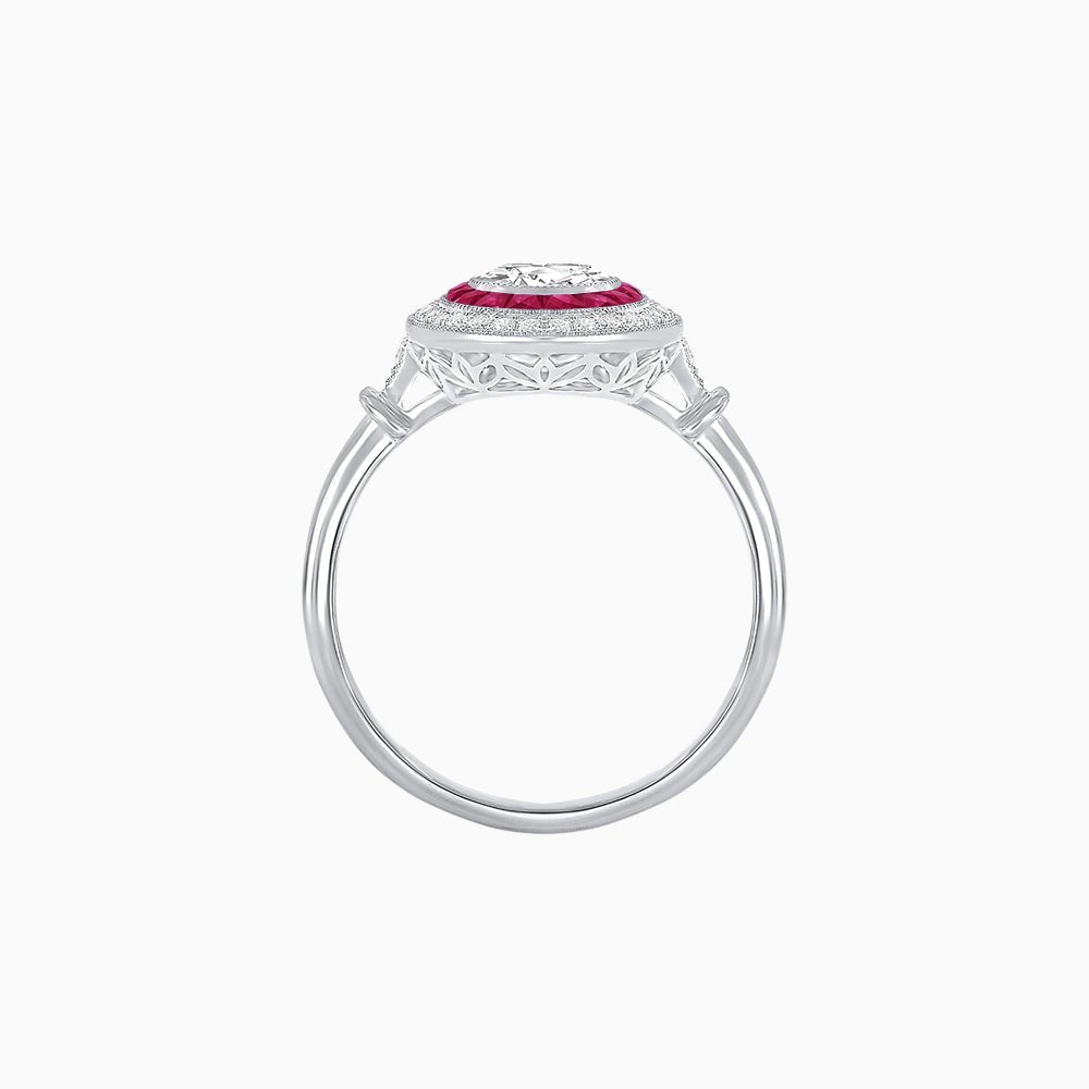 Oval Cut Center Stone Double Halo Ring Mounting with French Cut Gemstone Accents - Shahin Jewelry