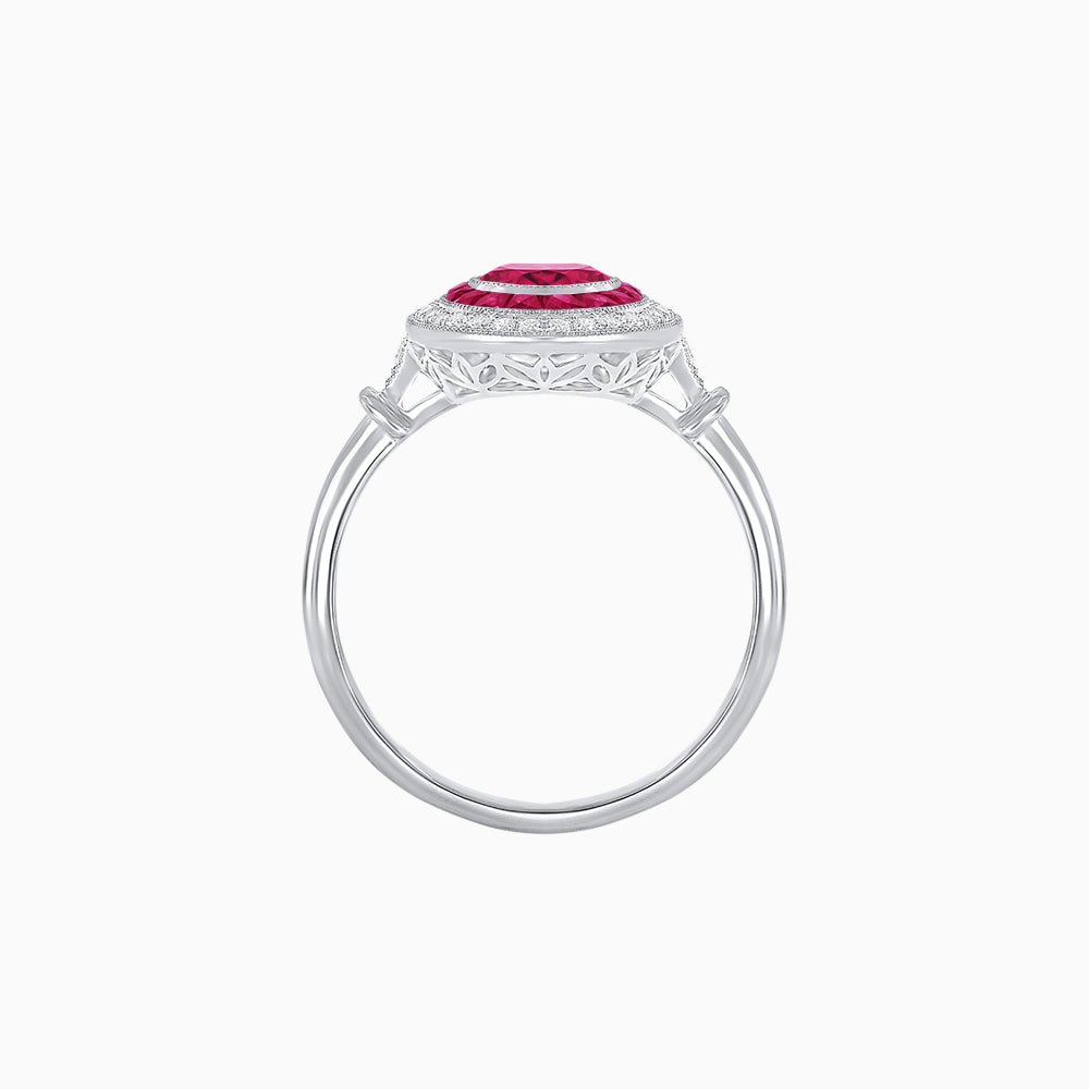 Oval Cut Center Stone Double Halo Ring Mounting with French Cut Gemstone Accents - Shahin Jewelry
