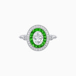 Load image into Gallery viewer, Oval Cut Center Stone Double Halo Ring Mounting with French Cut Gemstone Accents - Shahin Jewelry