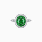Load image into Gallery viewer, Oval Cut Center Stone Double Halo Ring Mounting with French Cut Gemstone Accents - Shahin Jewelry