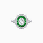 Load image into Gallery viewer, Oval Cut Center Stone Double Halo Ring Mounting with French Cut Gemstone Accents - Shahin Jewelry