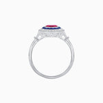 Load image into Gallery viewer, Oval Cut Center Stone Double Halo Ring Mounting with French Cut Gemstone Accents - Shahin Jewelry