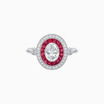 Load image into Gallery viewer, Oval Cut Center Stone Double Halo Ring Mounting with French Cut Gemstone Accents - Shahin Jewelry