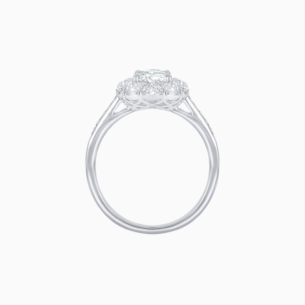 Oval Cut Center Stone Ring Mounting with Diamond Halo - Shahin Jewelry