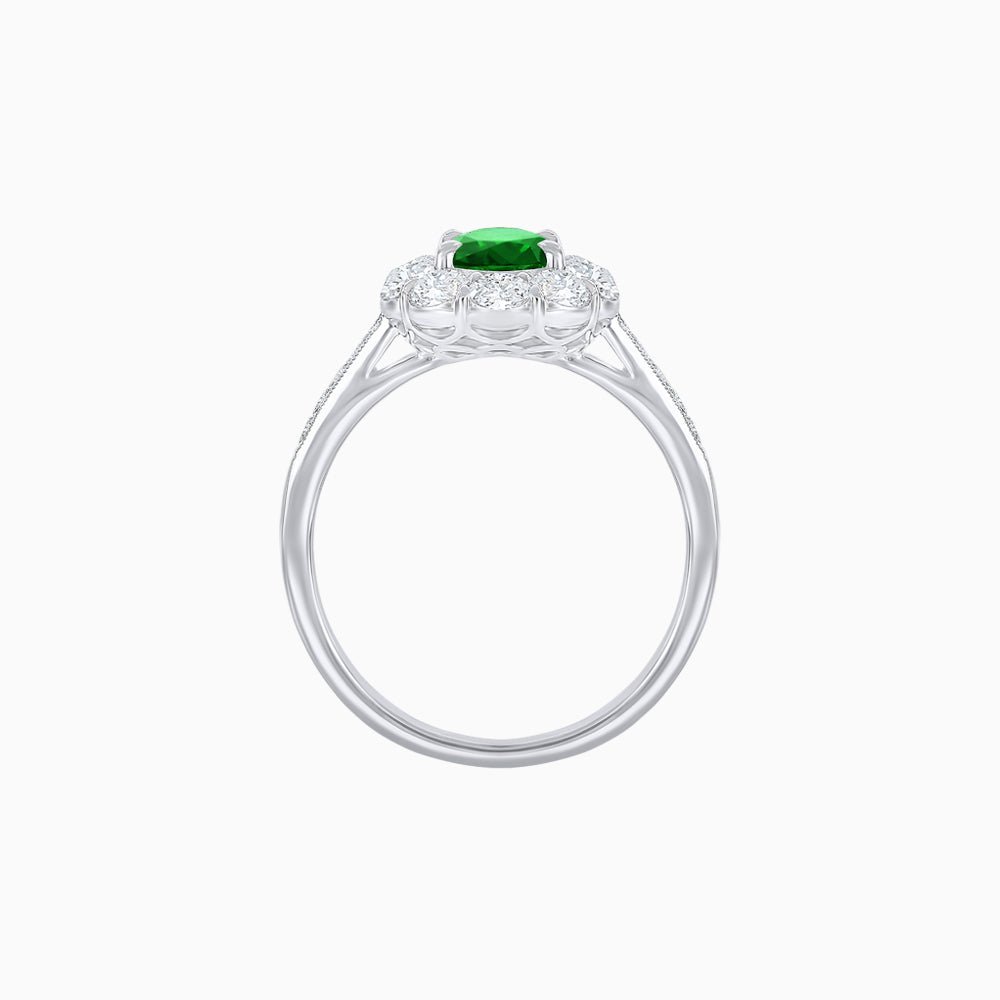 Oval Cut Center Stone Ring Mounting with Diamond Halo - Shahin Jewelry