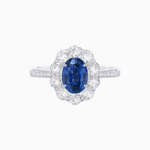 Load image into Gallery viewer, Oval Cut Center Stone Ring Mounting with Diamond Halo - Shahin Jewelry