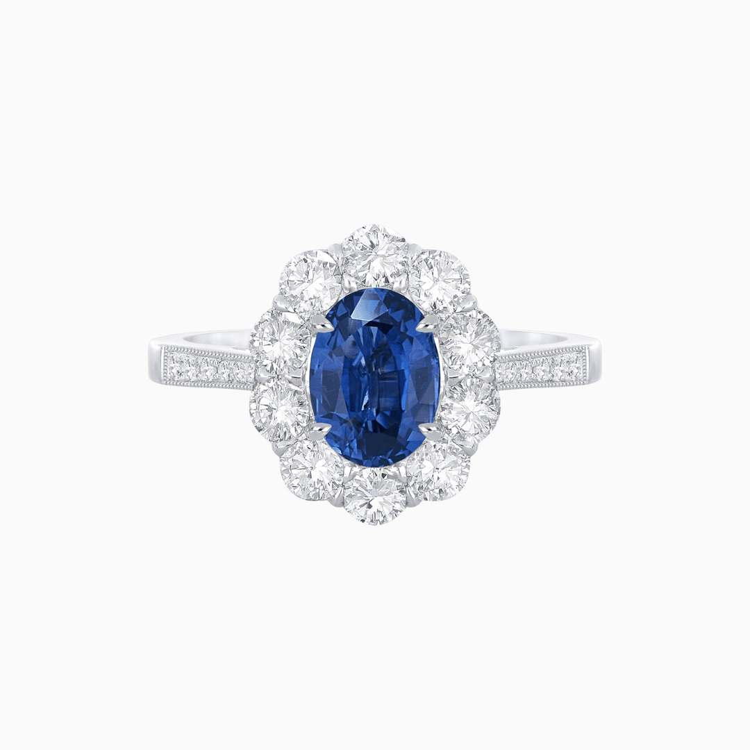 Oval Cut Center Stone Ring Mounting with Diamond Halo - Shahin Jewelry