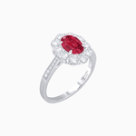 Load image into Gallery viewer, Oval Cut Center Stone Ring Mounting with Diamond Halo - Shahin Jewelry